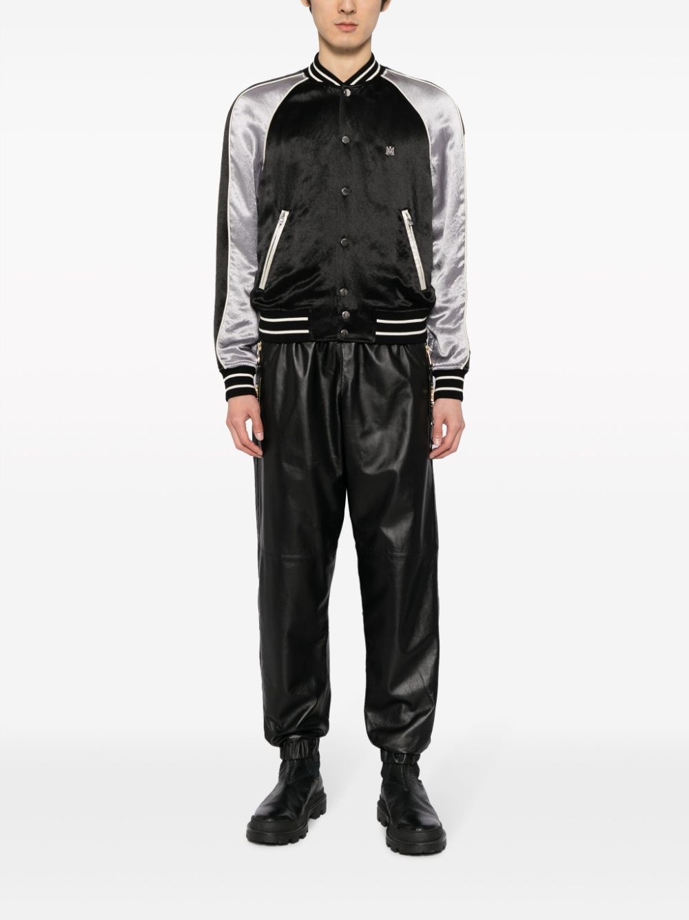 cropped leather track pants - 2