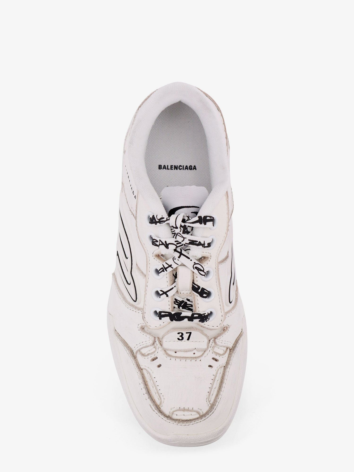 Balenciaga Hamptons Worn-Out Leather Low-Top Sneakers - 5