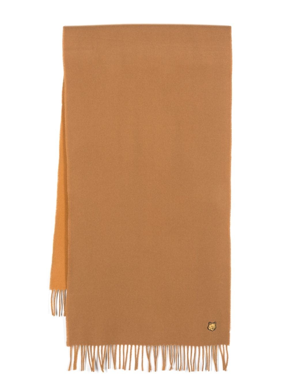 fox-patch fringed scarf - 1