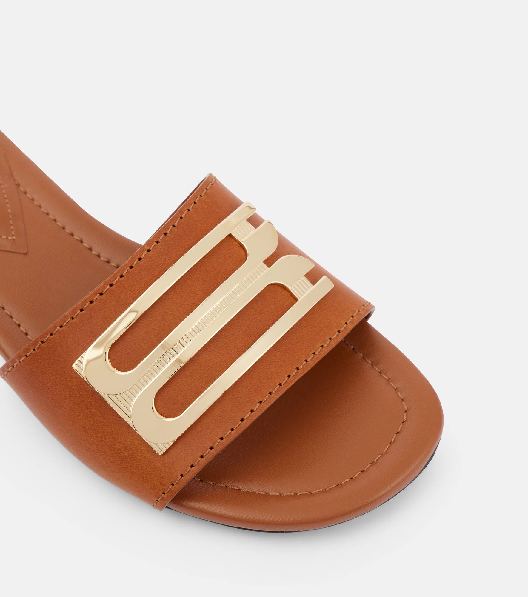 B Buckle leather slides - 5
