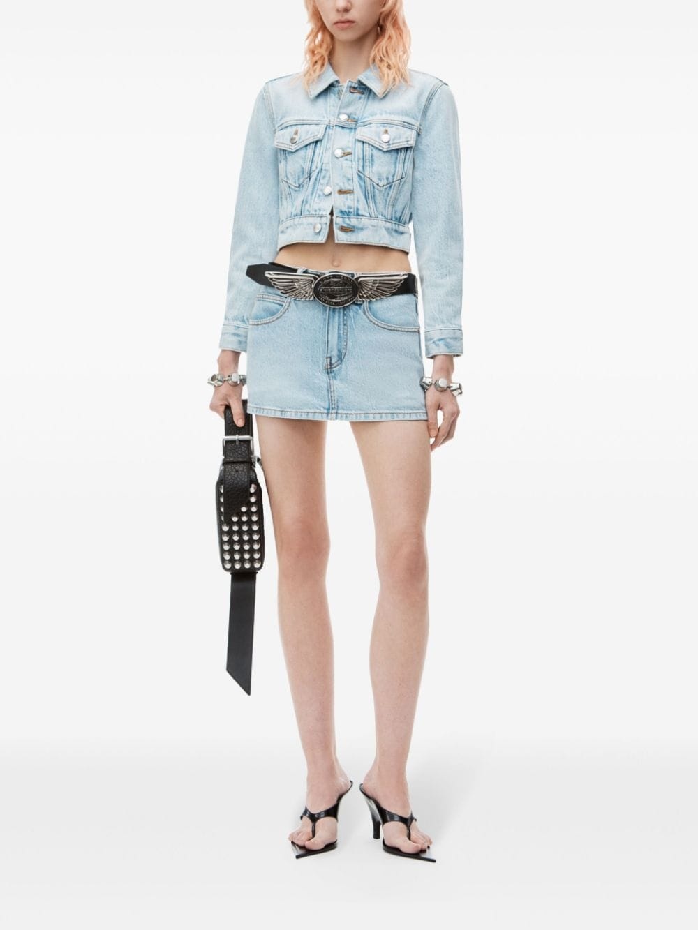 mid-rise denim skort - 2