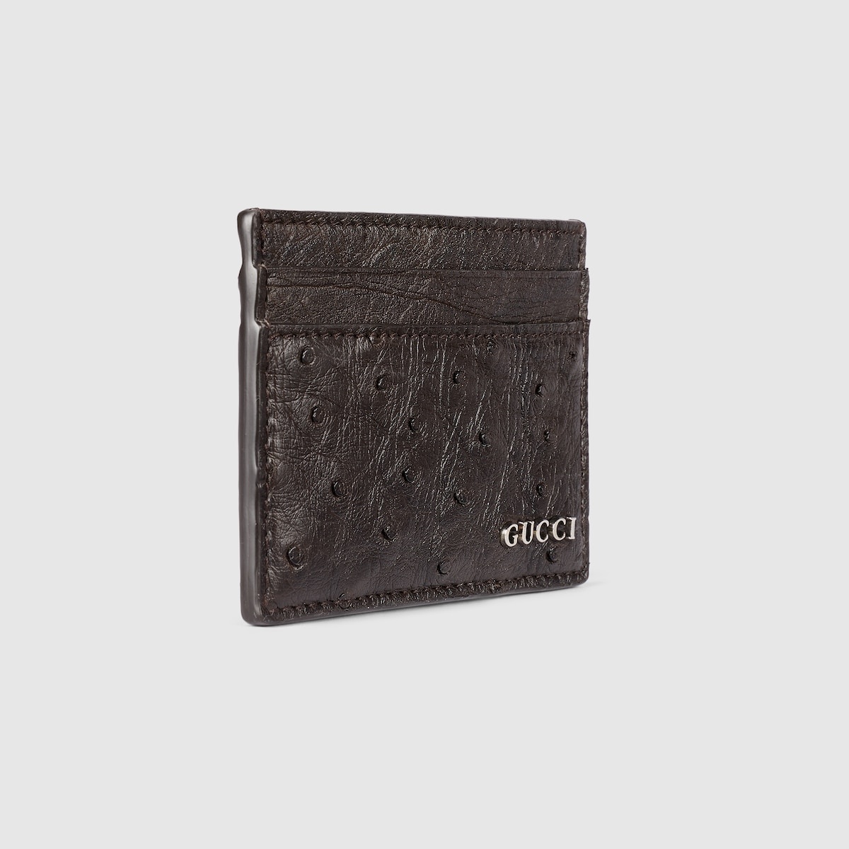 Ostrich card case with Gucci logo - 3