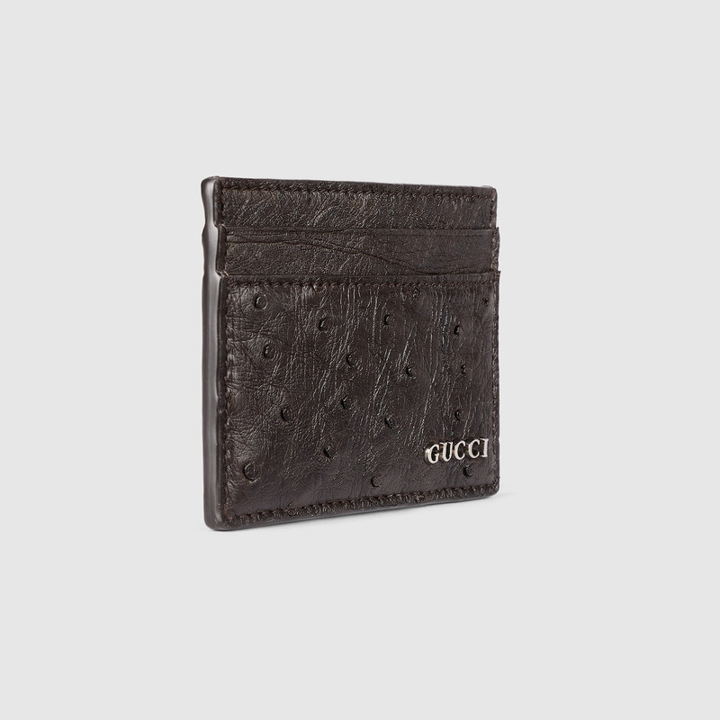 Ostrich card case with Gucci logo 3