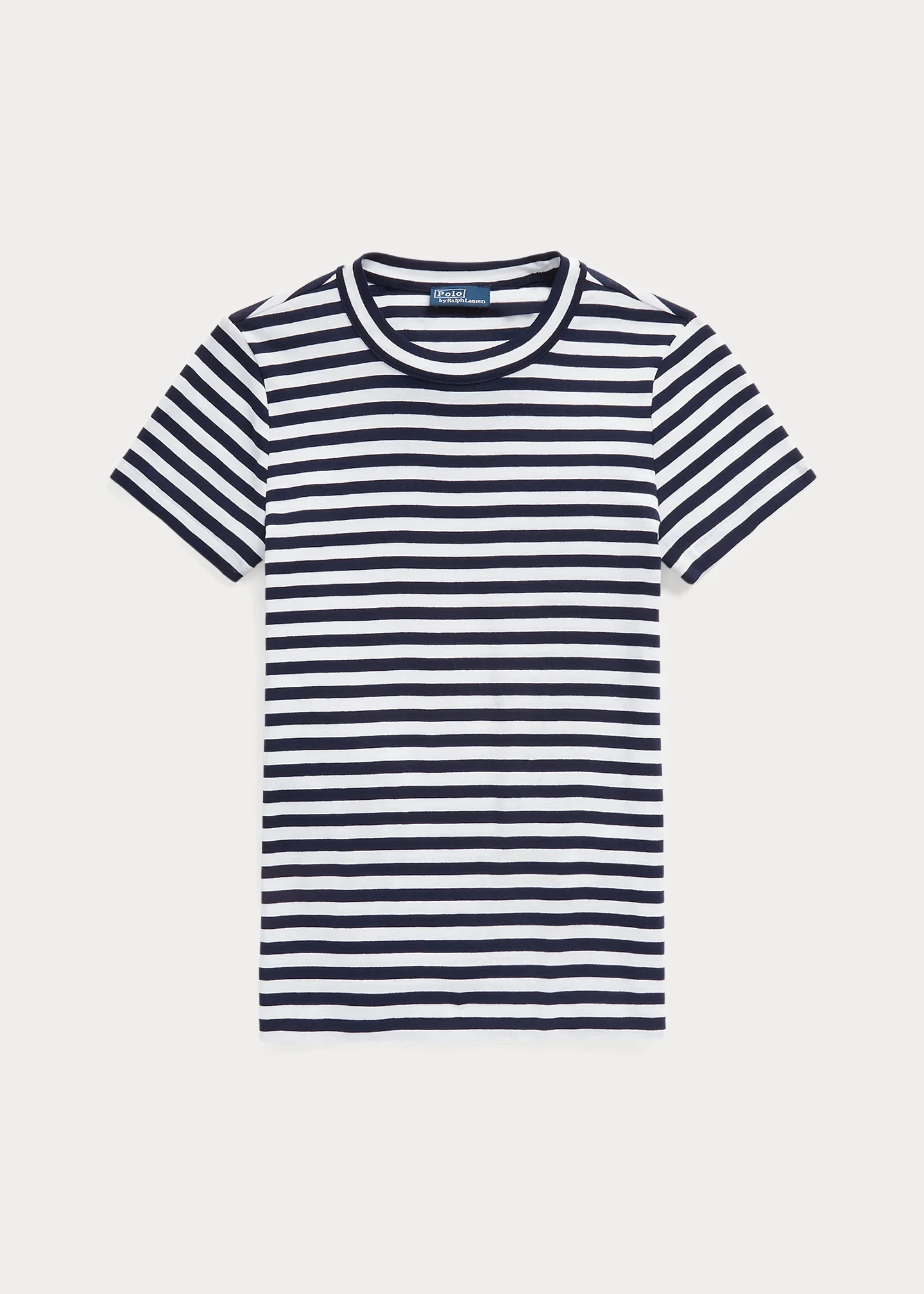 Striped Ribbed Cotton Crewneck Tee - 1