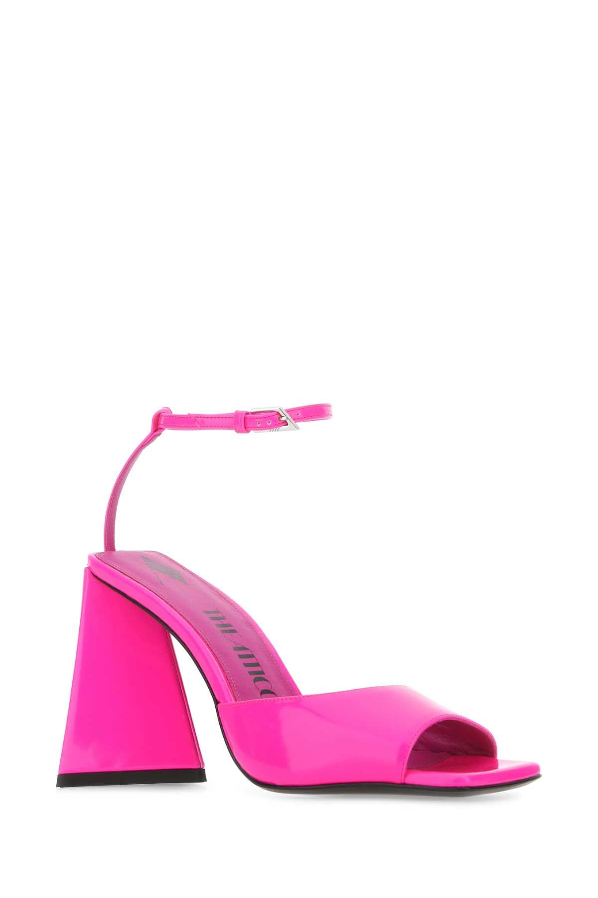 The Attico Women Fluo Pink Leather Piper Sandals - 2