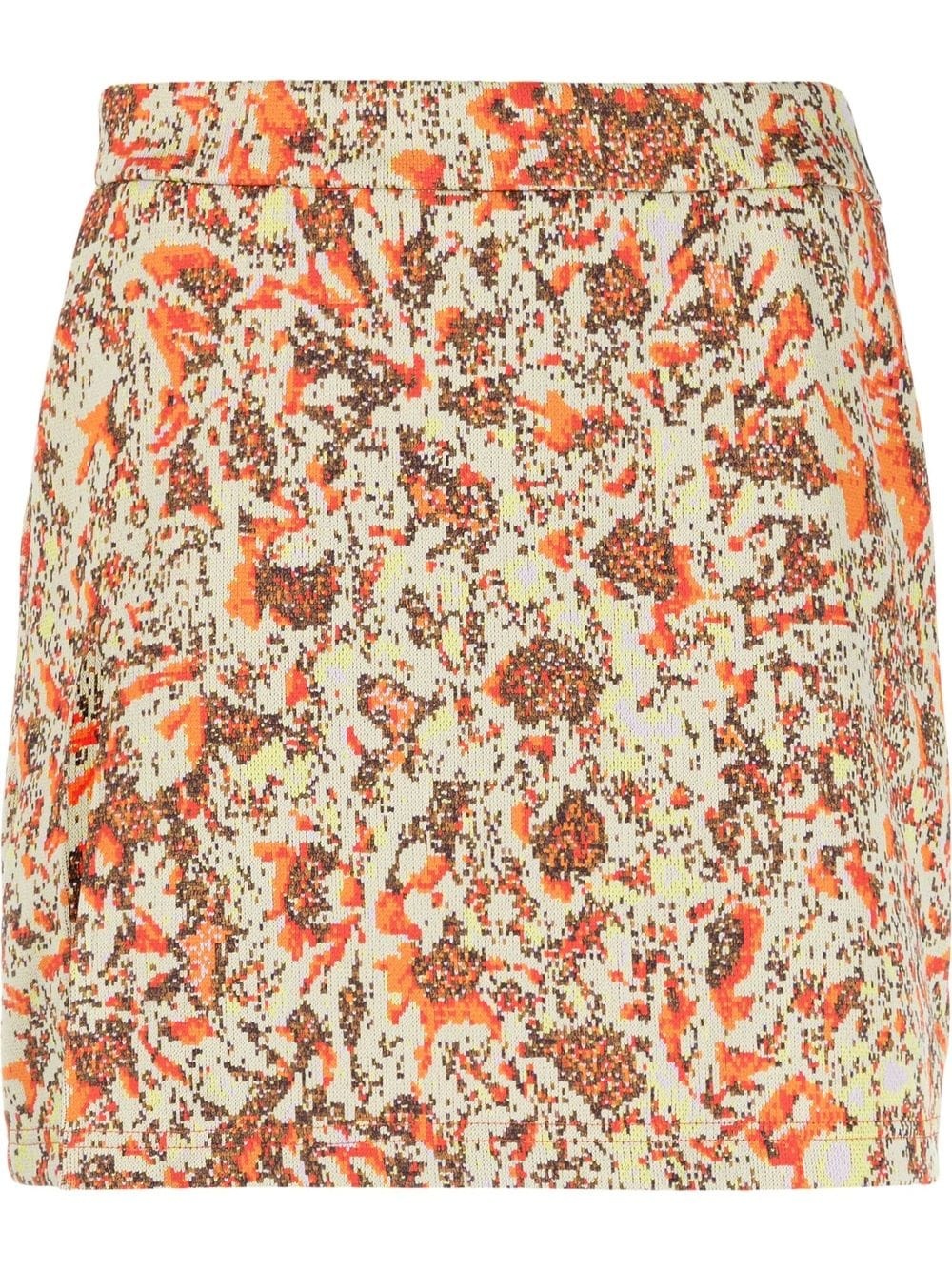 floral jacquard mini skirt - 1
