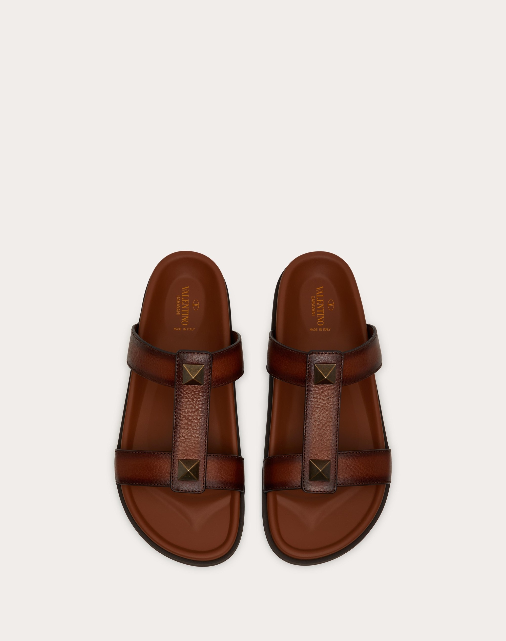 ROMAN STUD SLIDE SANDAL IN COWHIDE - 4