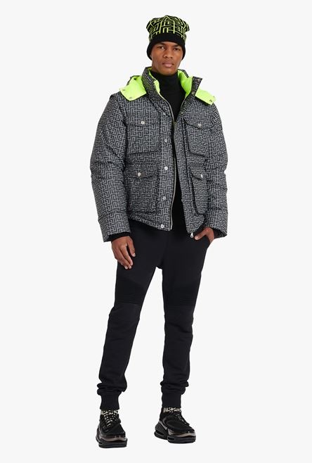 Capsule After ski - Ivory and black reflective quilted coat with Balmain monogram - 2
