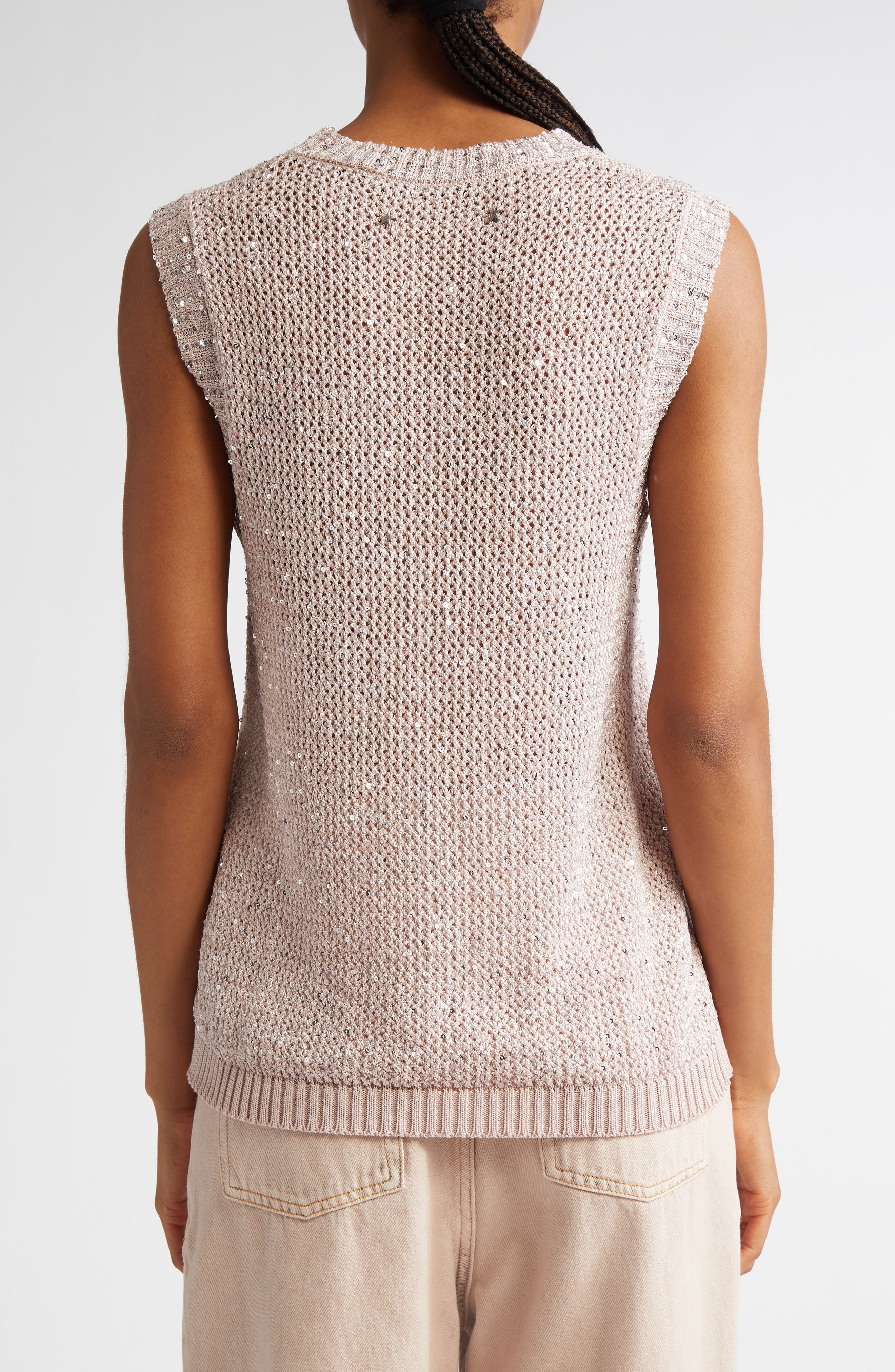 Golden Goose Sequin Mesh Knit Tank in Shadow Gray at Nordstrom - 3