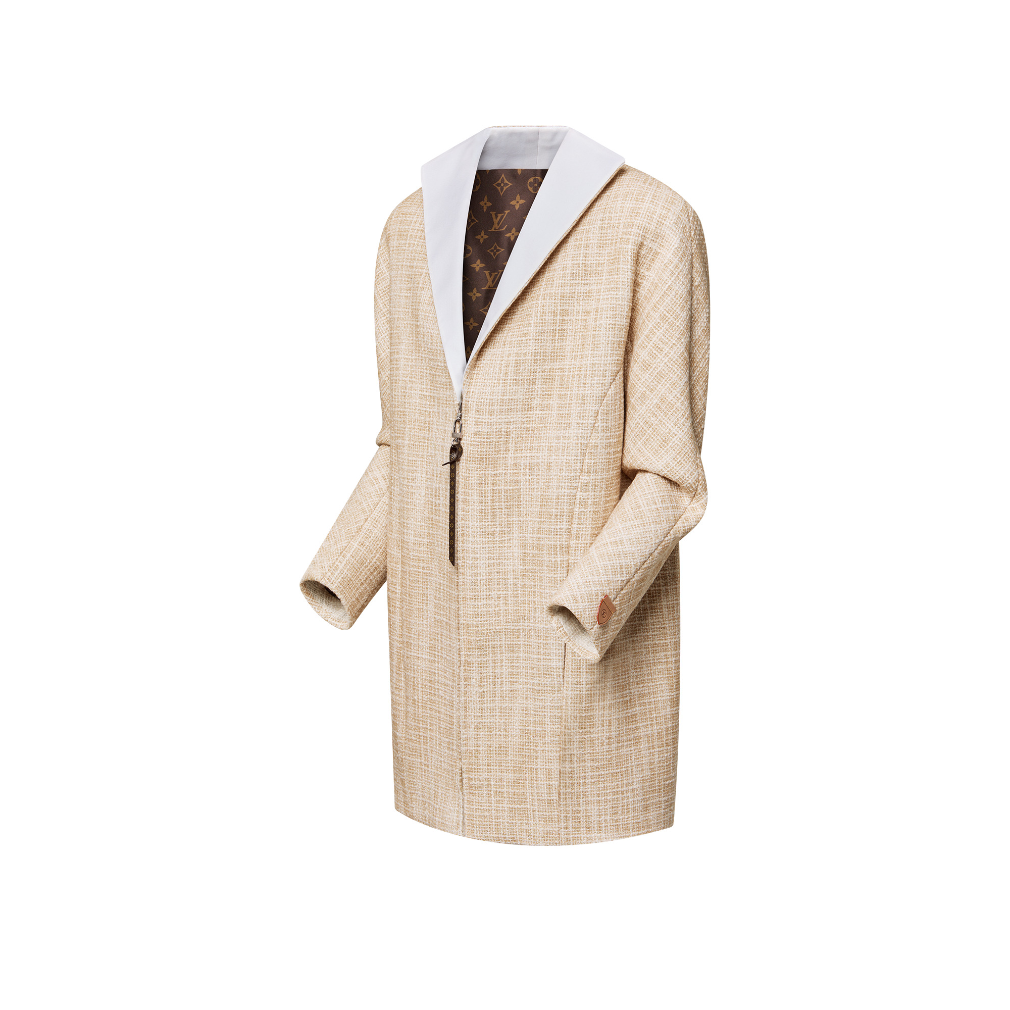 Graphic Collar Oversized Tweed Coat - 2