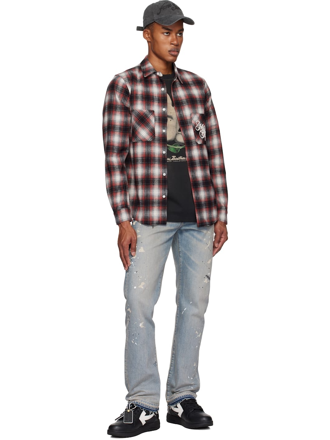 アート感覚★【AMIRI】Theatre Mask コットンフーディー AMIRI THEATRE MASKS OVERSIZED TEE | REVERSIBLE