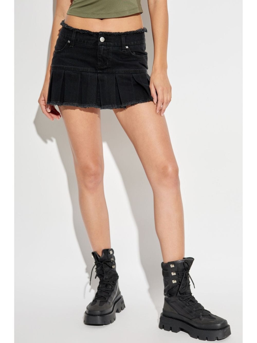 logo patch denim skirt - 3
