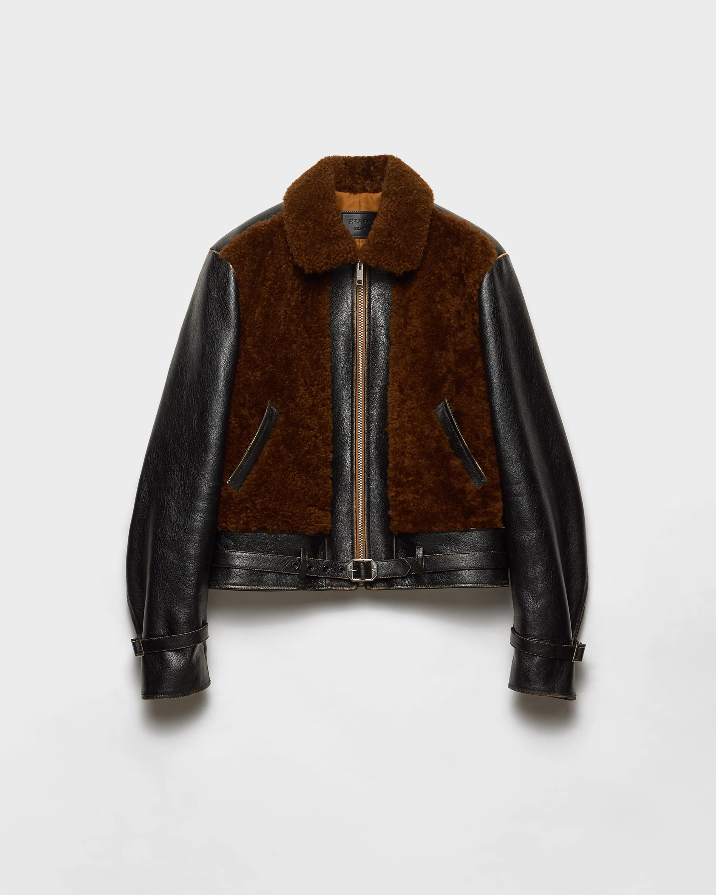 Leather and shearling jacket - 1