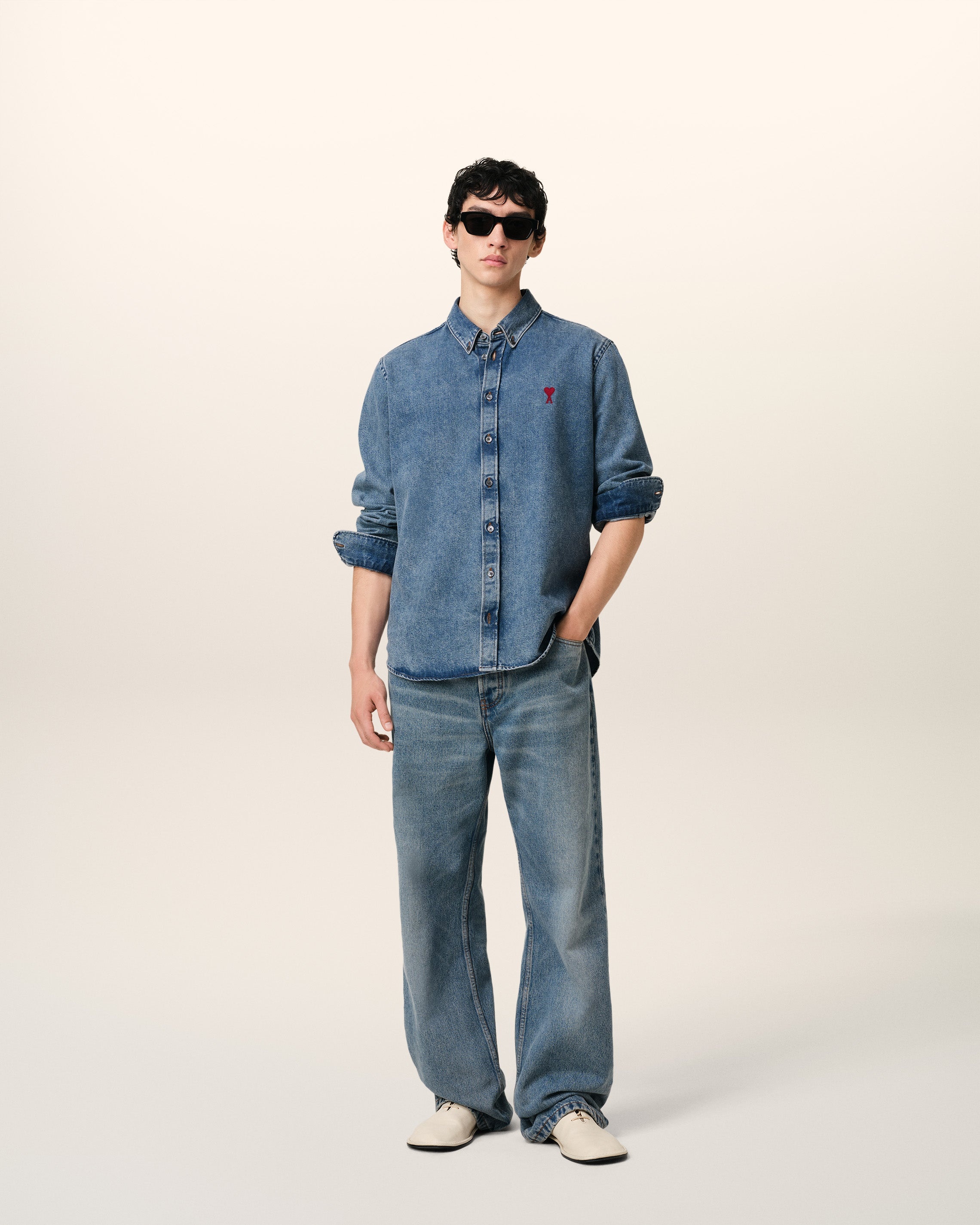 BLUE DENIM BUTTON-DOWN AMI DE COEUR SHIRT - 2