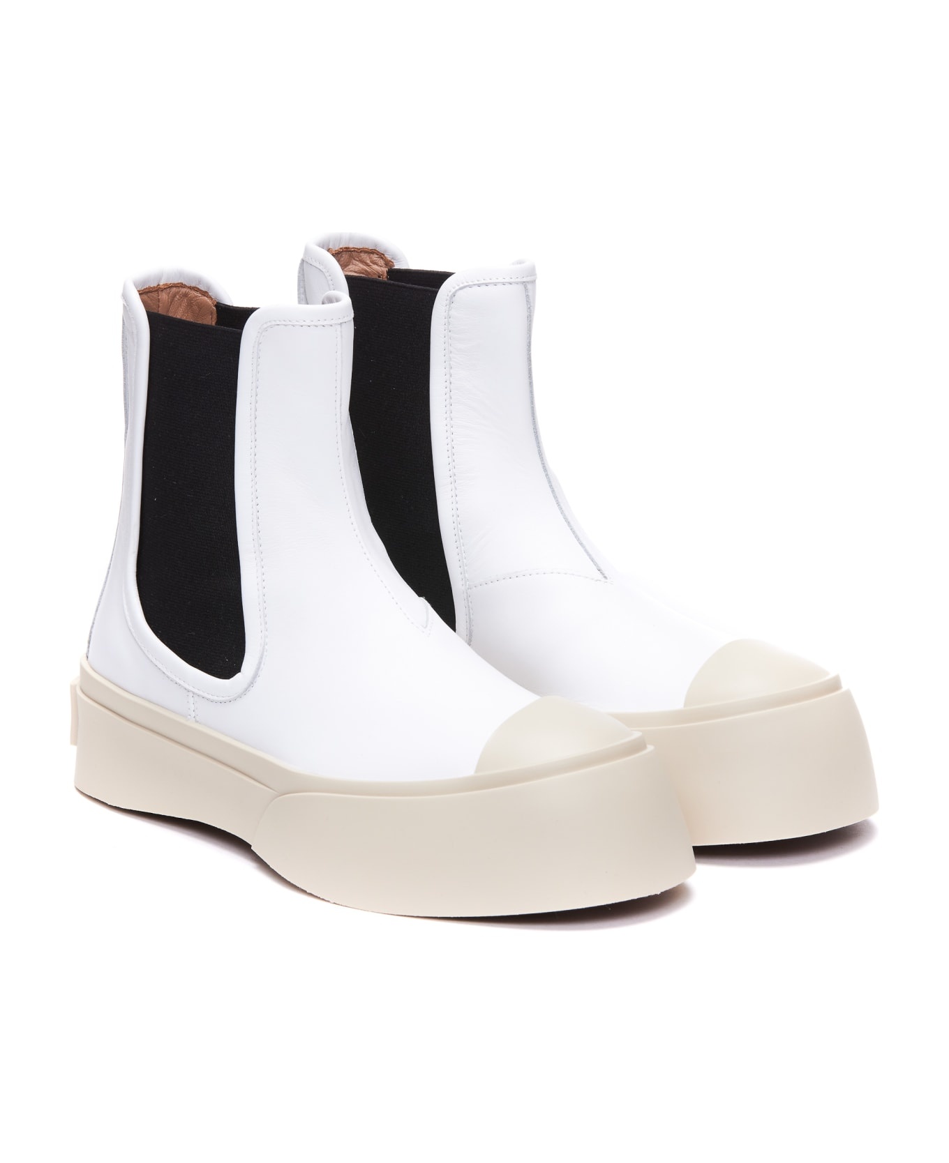 ショートブーツ・ブーティ Marni White Nappa Leather Pablo Ankle Boots Marni Pablo leather Chelsea boots Marni