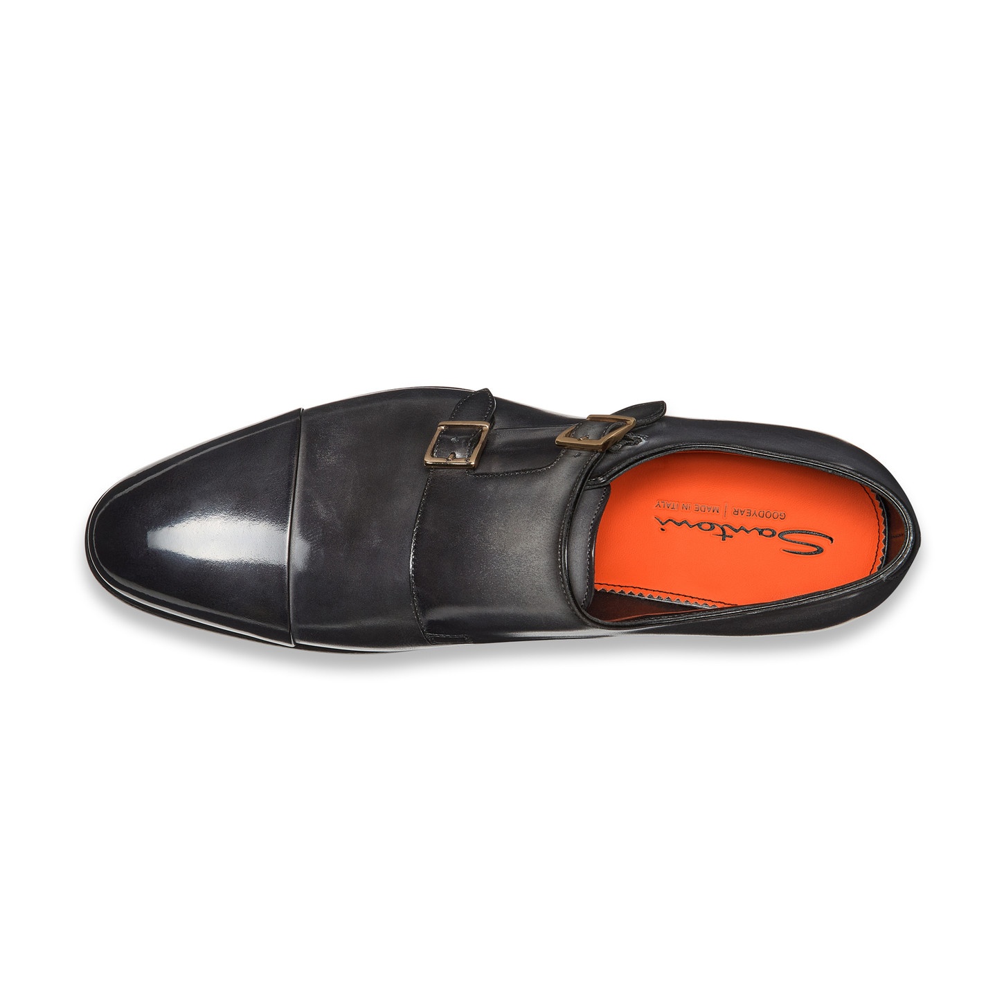 Men's grey leather double-buckle shoe - 4