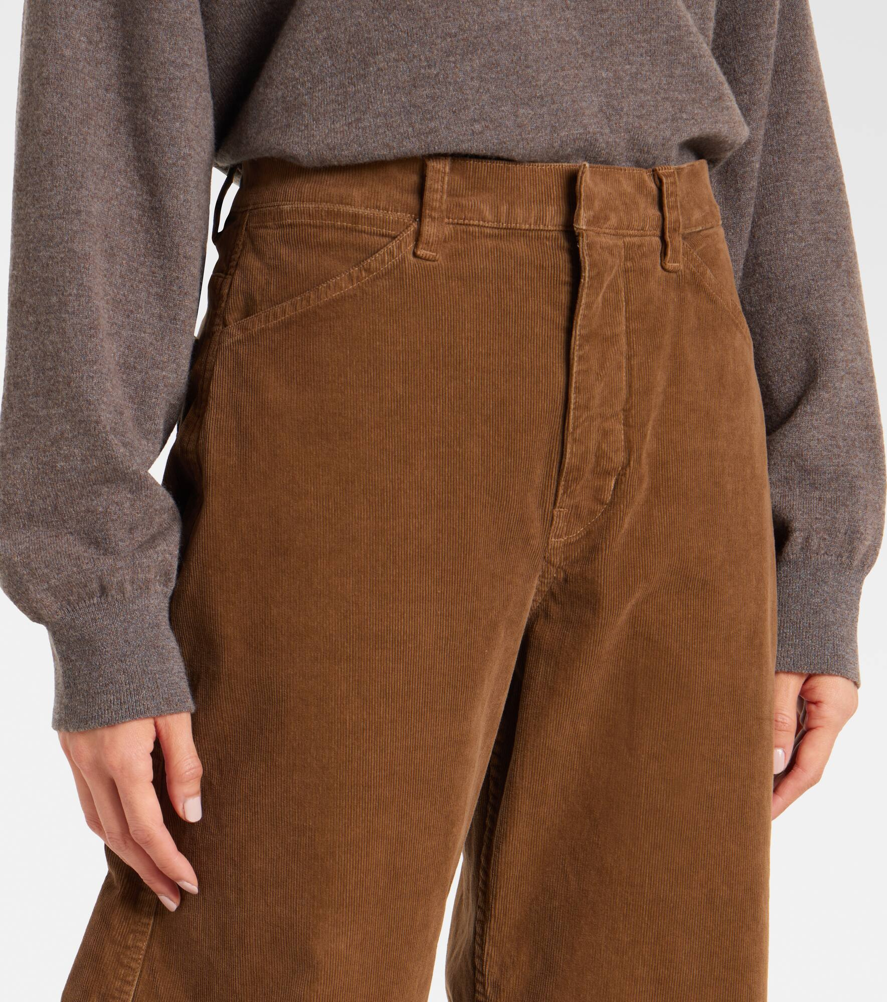 Tribeca cotton-blend corduroy barrel-leg pants - 4