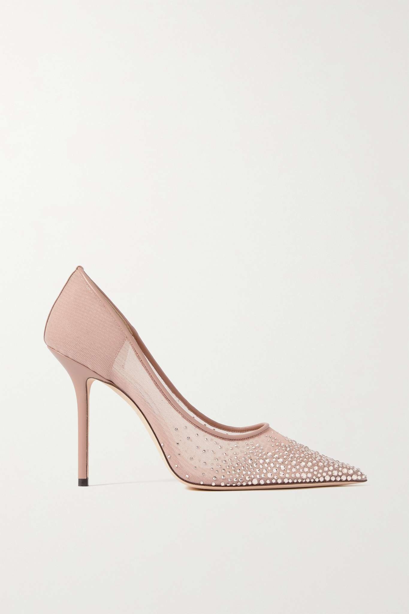 Love 100 leather-trimmed crystal-embellished mesh pumps - 1