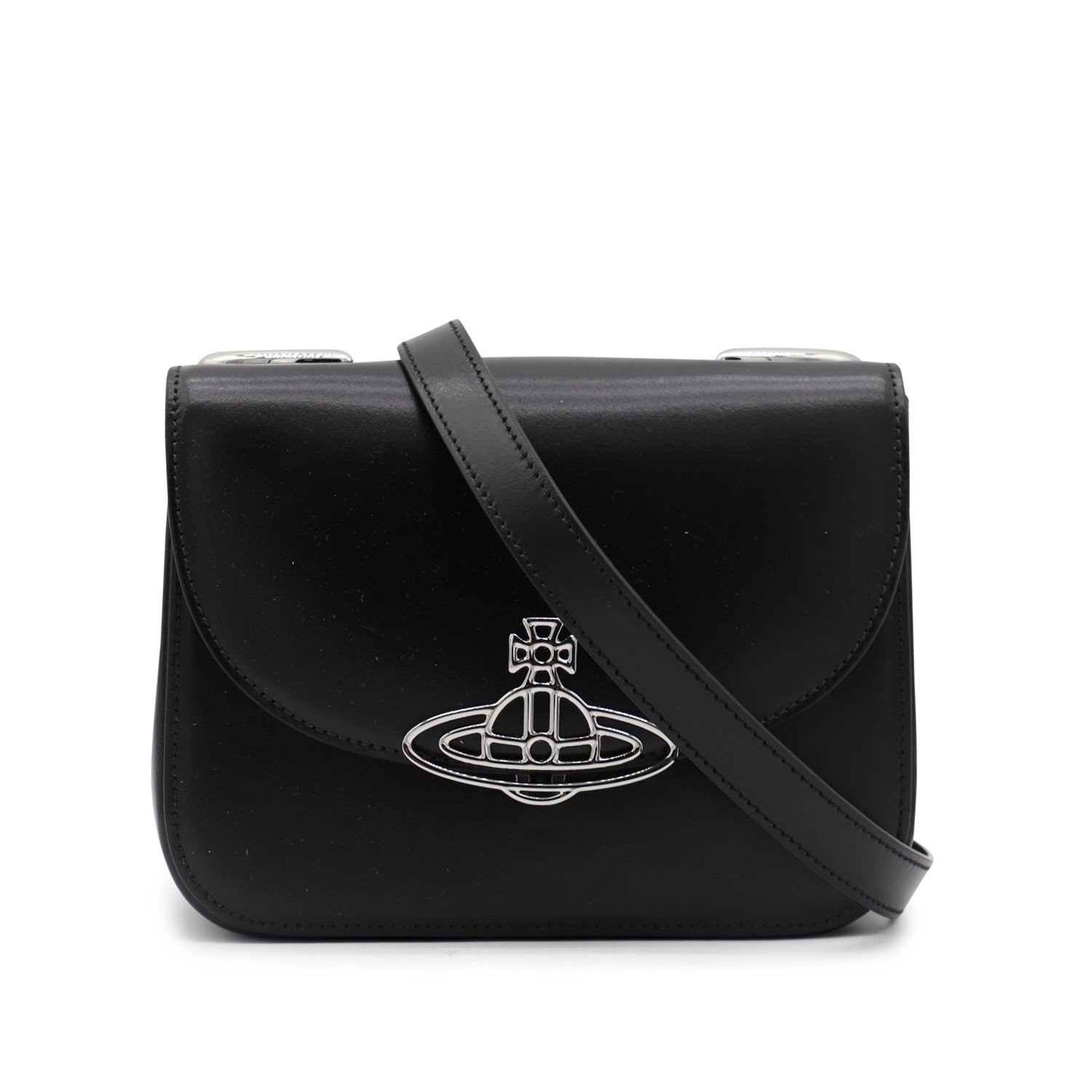 BLACK LEATHER SHOULDER BAG - 1