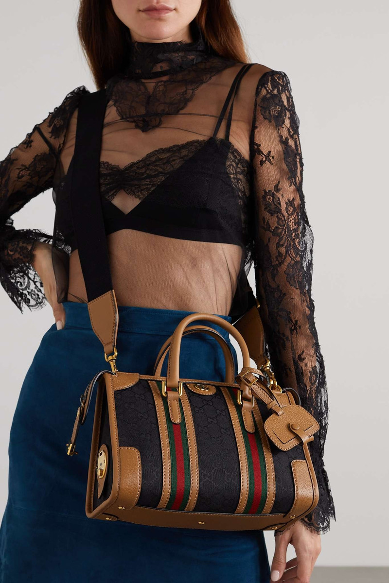 Leather-trimmed printed coated-canvas tote 6