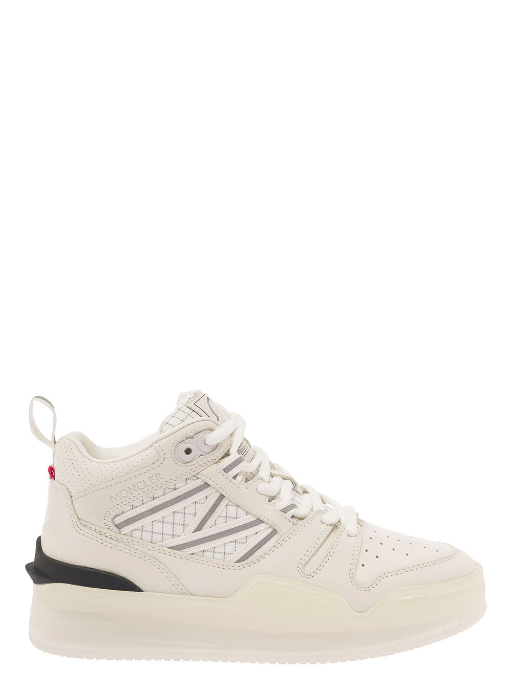 Moncler Women 'Pivot' White High-Top Sneakers With Reflective Straps In Leather Woman - 1