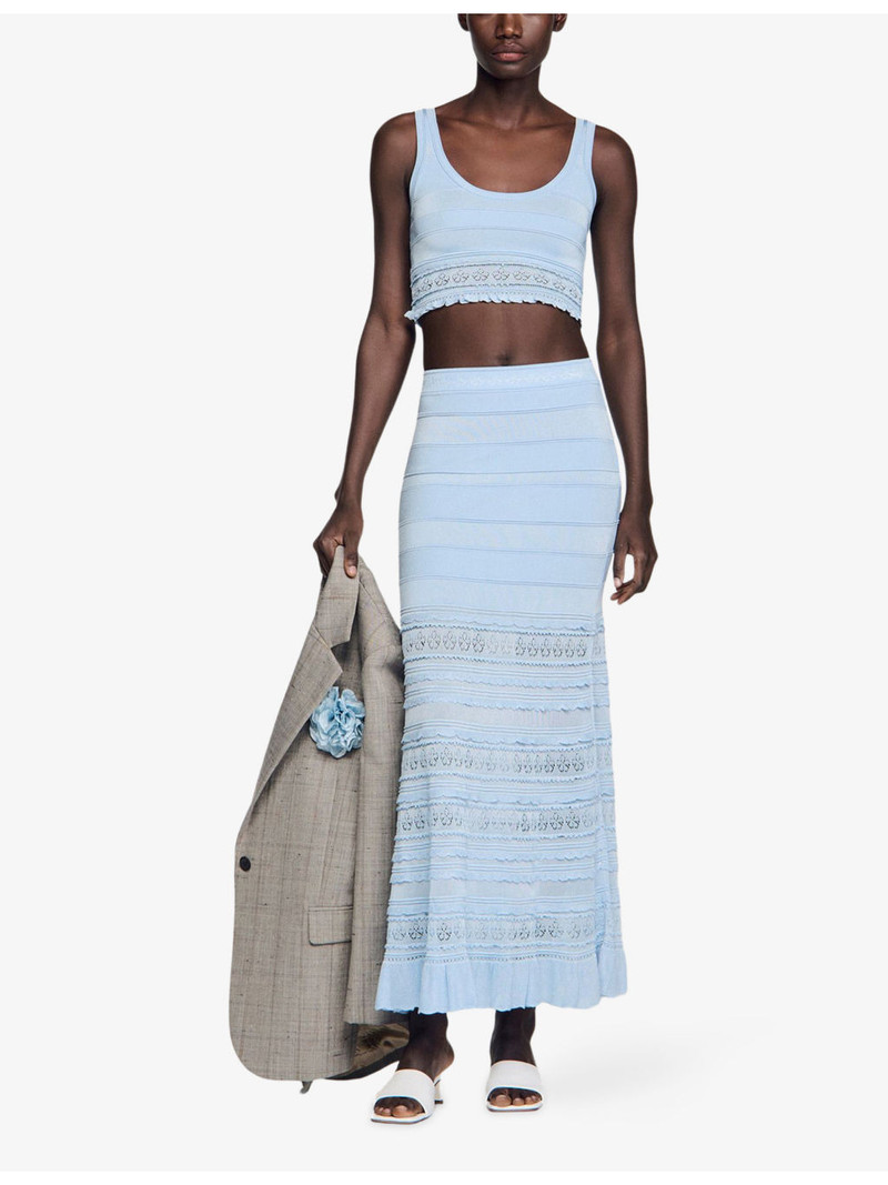 Sandro High-Rise Pointelle knitted Maxi Skirt outlook