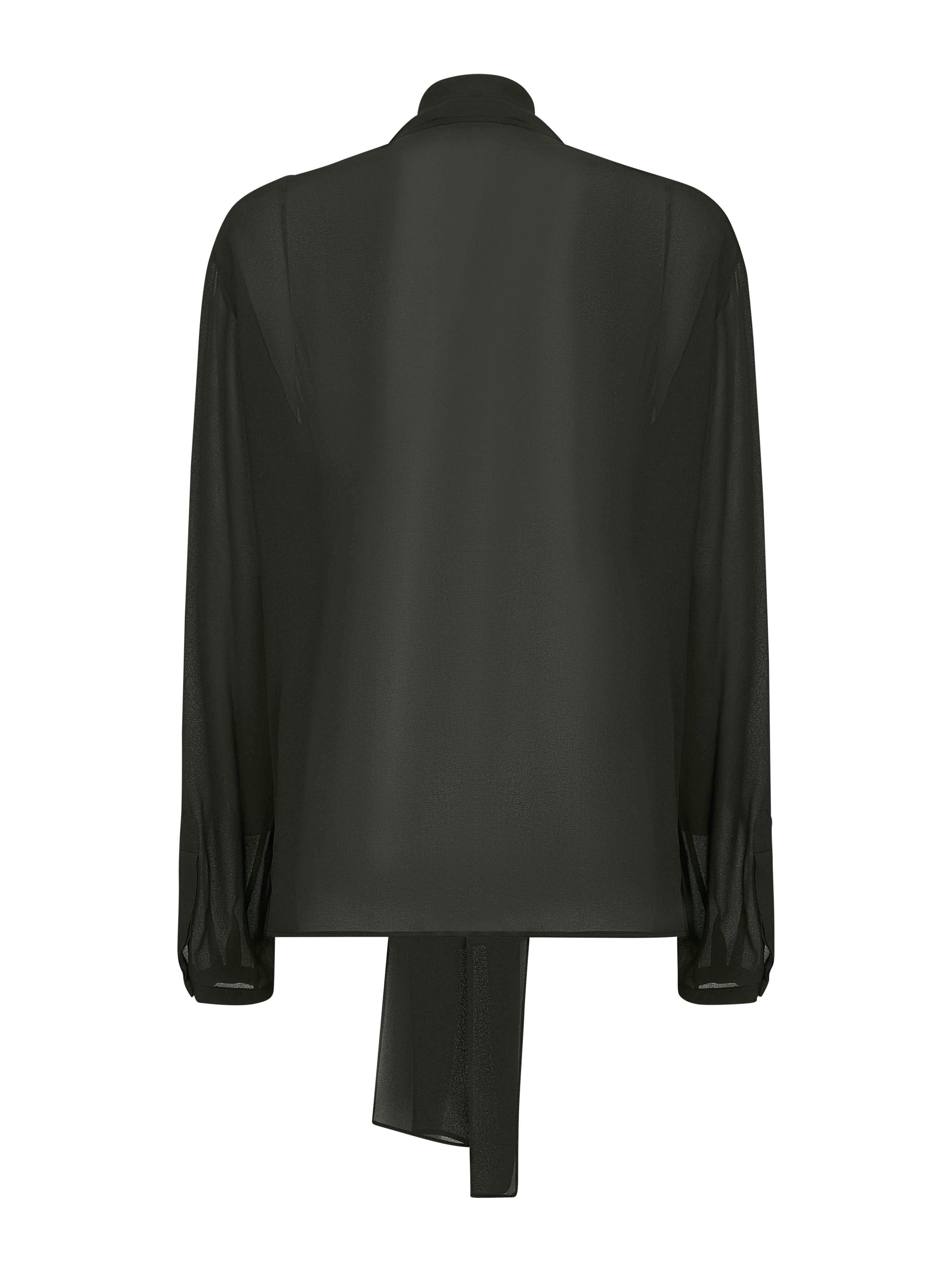 Green crepe georgette scarf blouse - 2