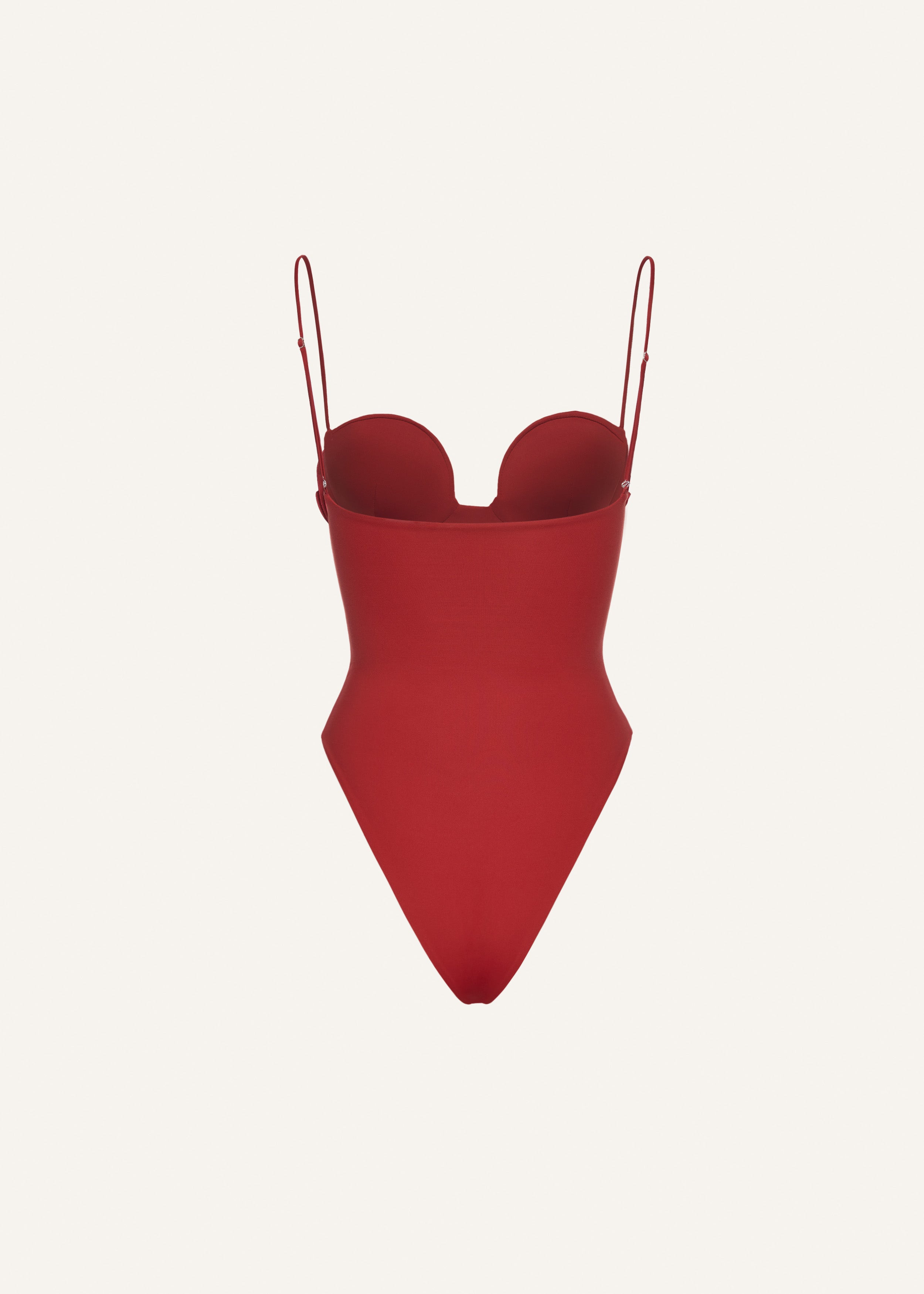 3D flower retro bustier swimsuit in red - 2