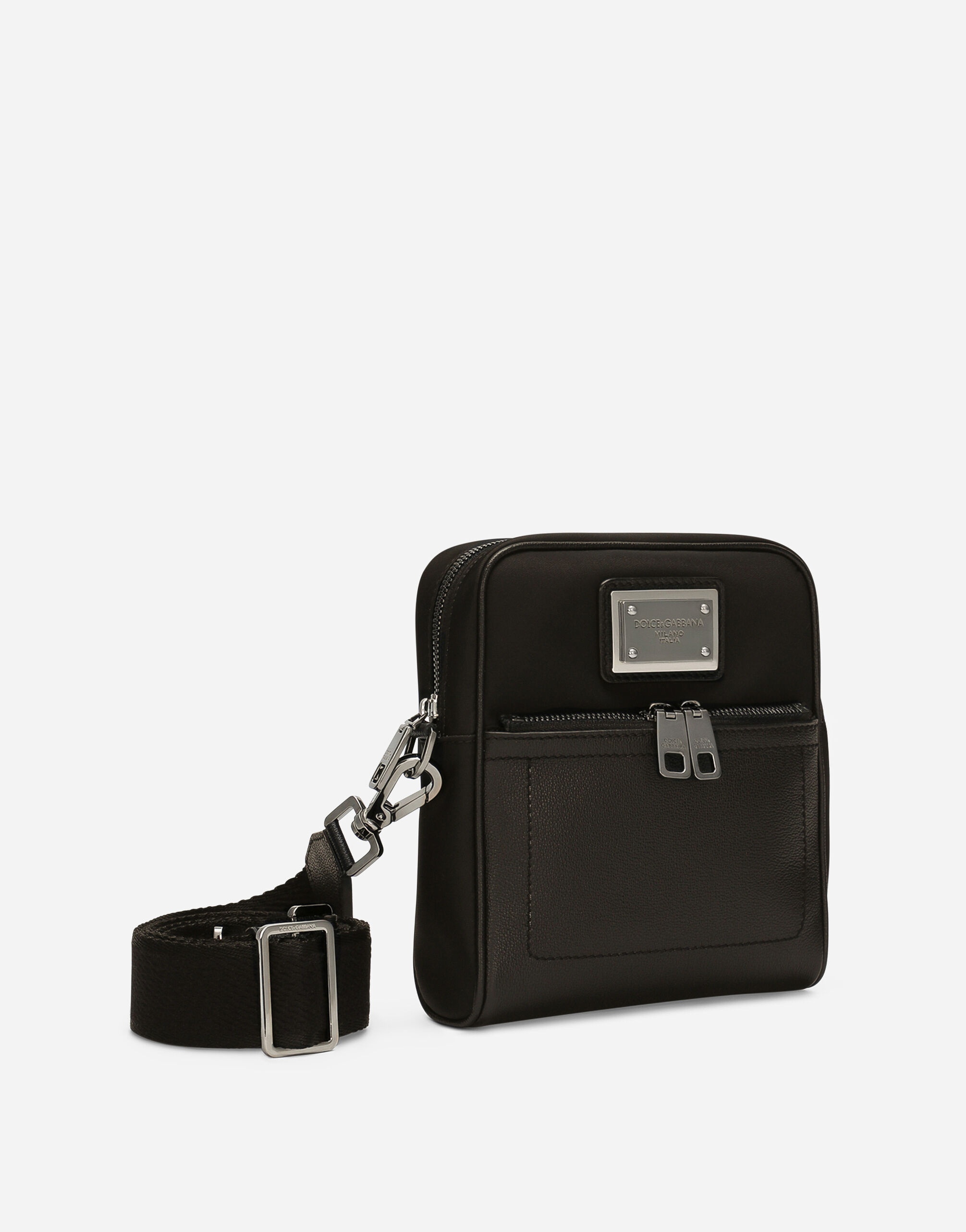 Grainy calfskin and nylon crossbody bag - 3