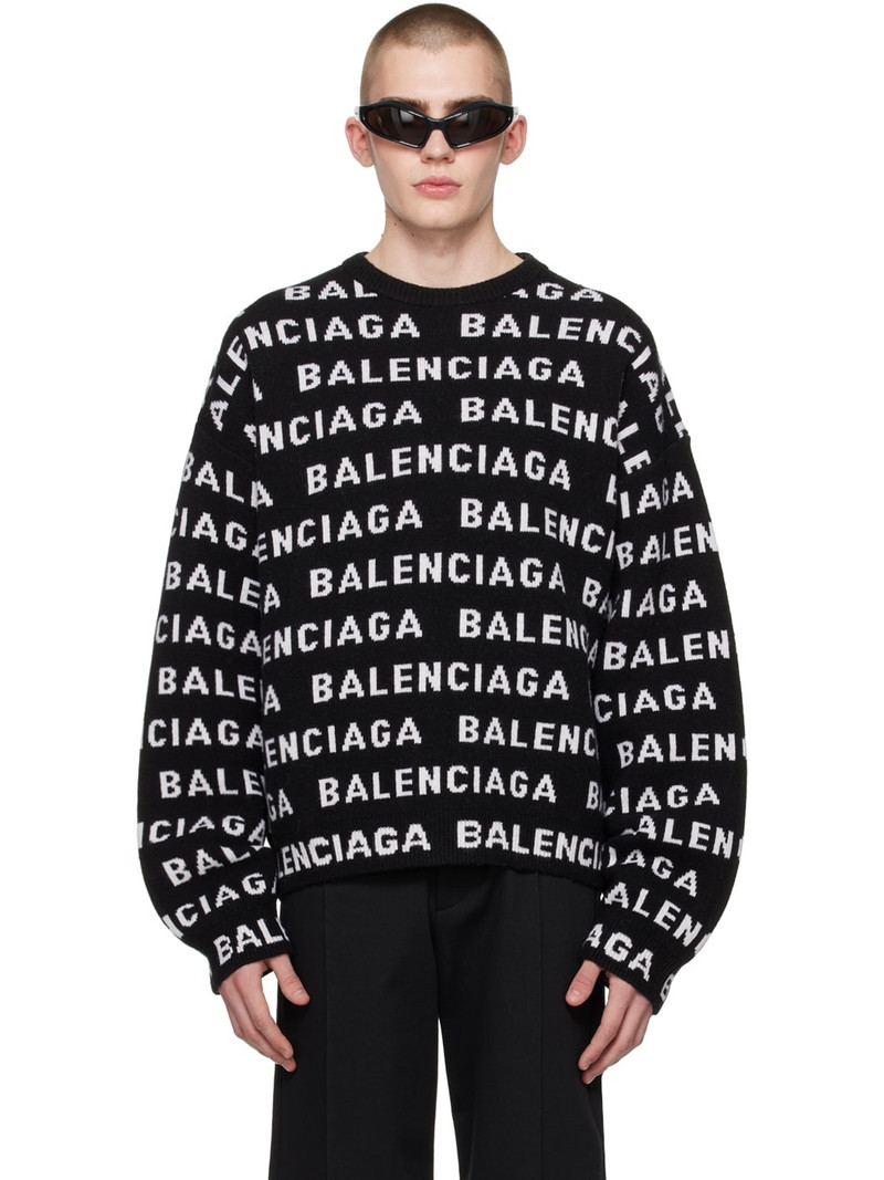 Black Jacquard Sweater - 1