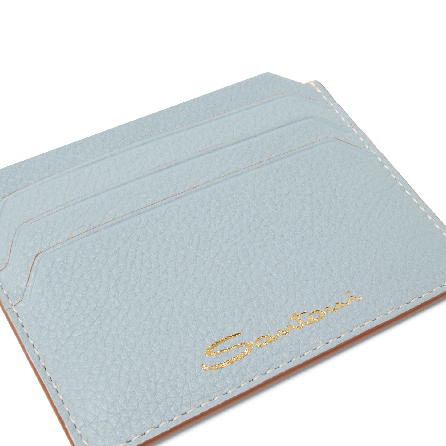 Light blue tumbled leather credit card holder - 2