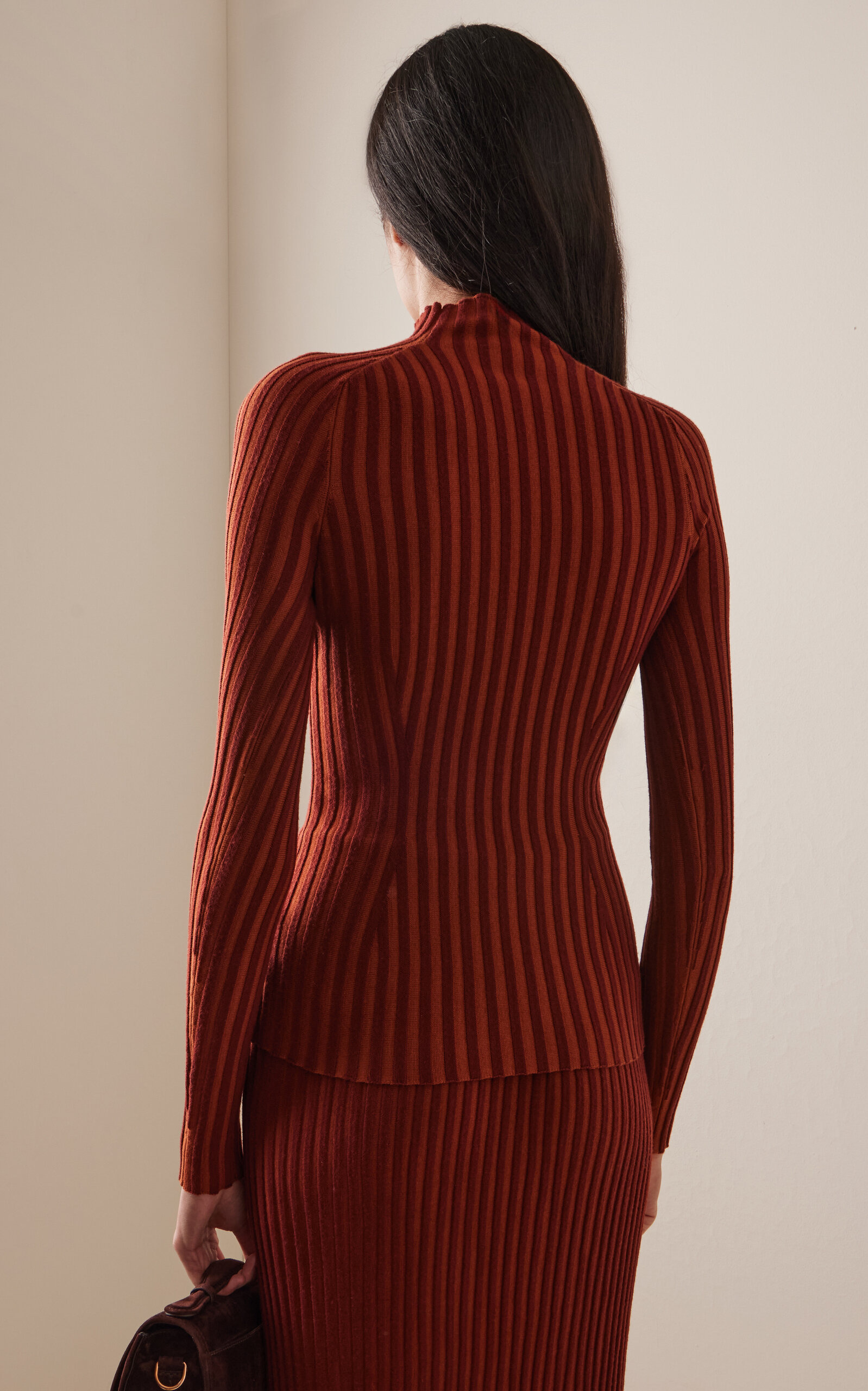 Karlene Ribbed Virgin-Wool Top brown - 4