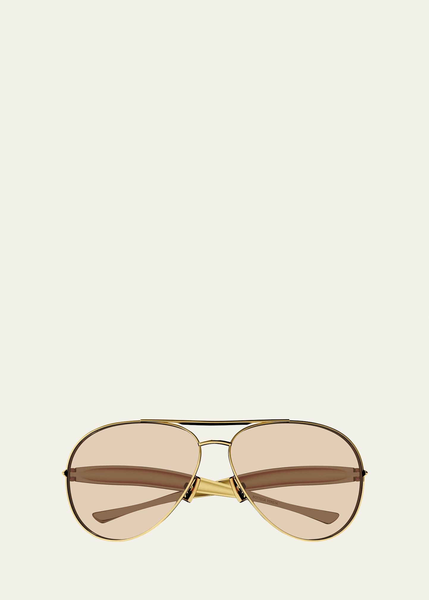 Curved Metal Aviator Sunglasses - 1