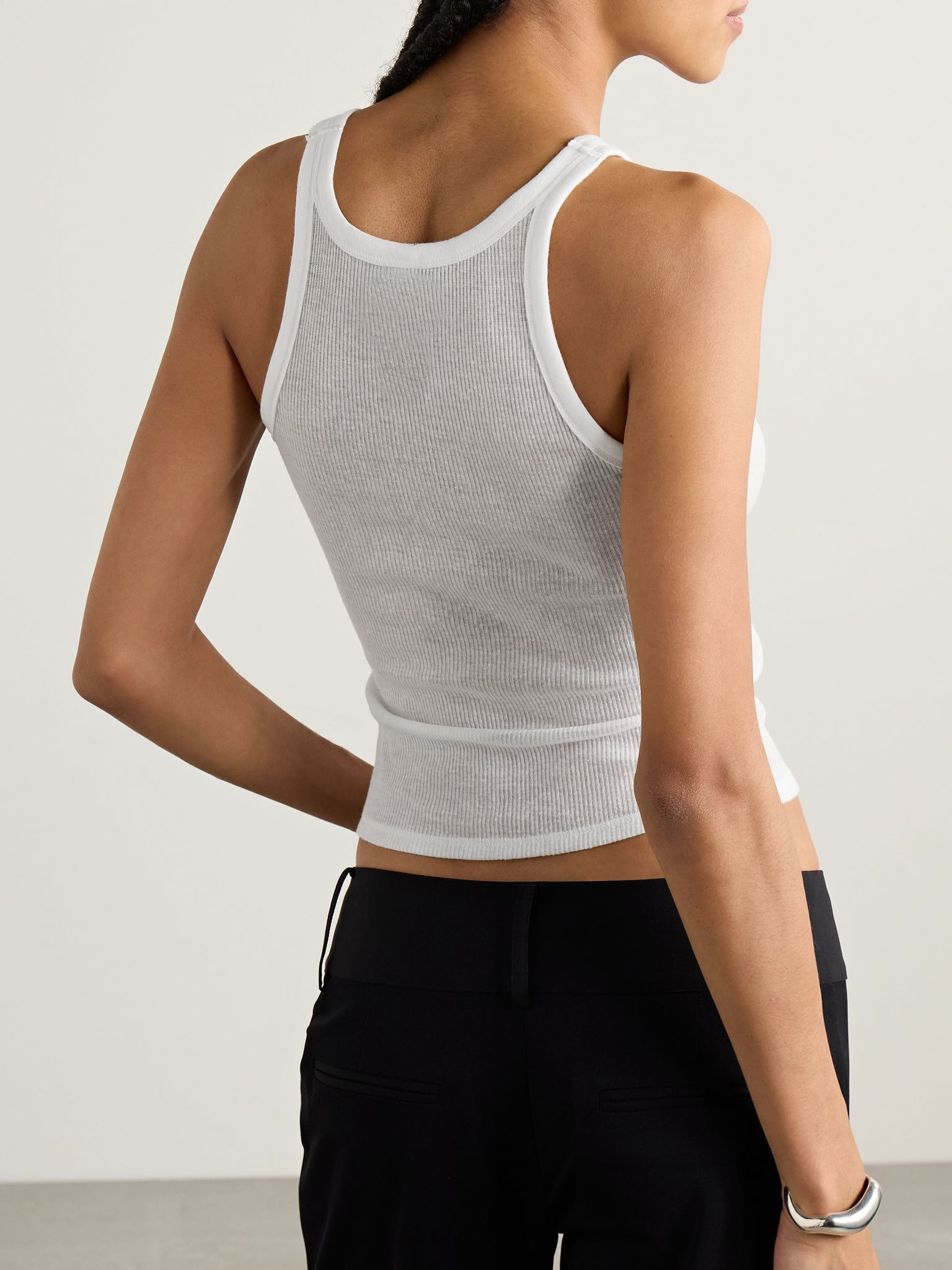 Sheer Stretch-Jersey Tank - Snow White - 3