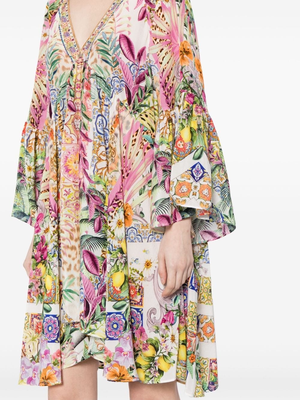floral-print silk midi dress - 5