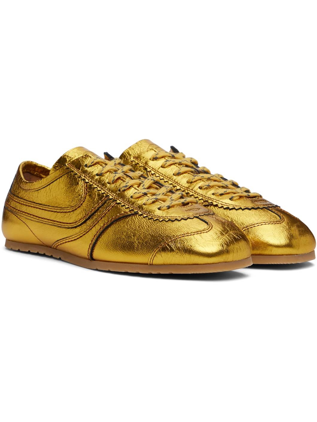Gold Metallic Sneakers - 4