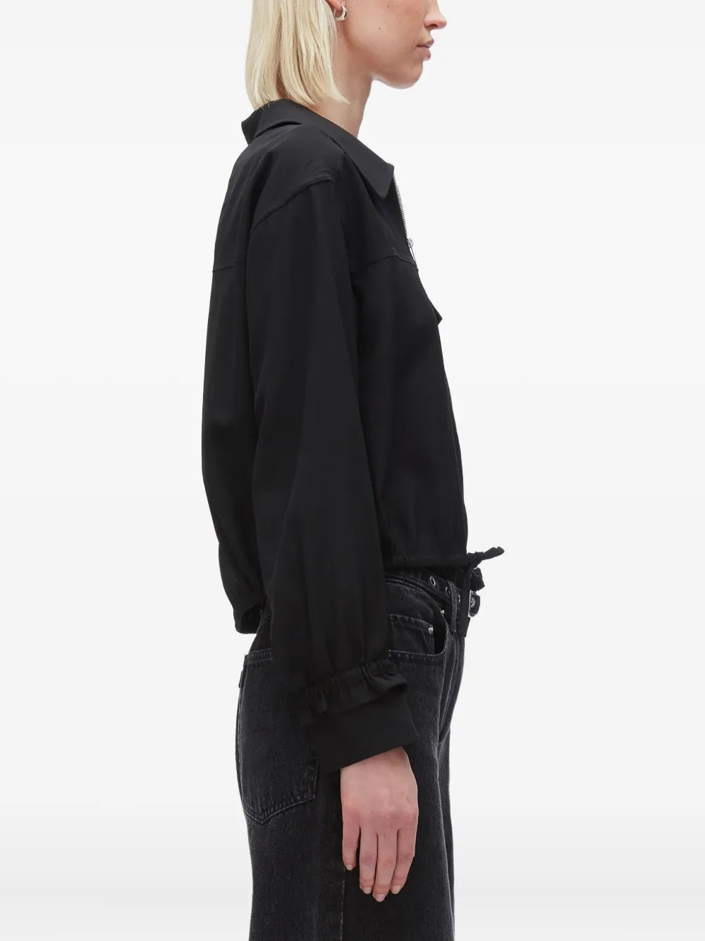 Fluid Tailoring Long Sleeve Cropped Shirt Jacket - 4