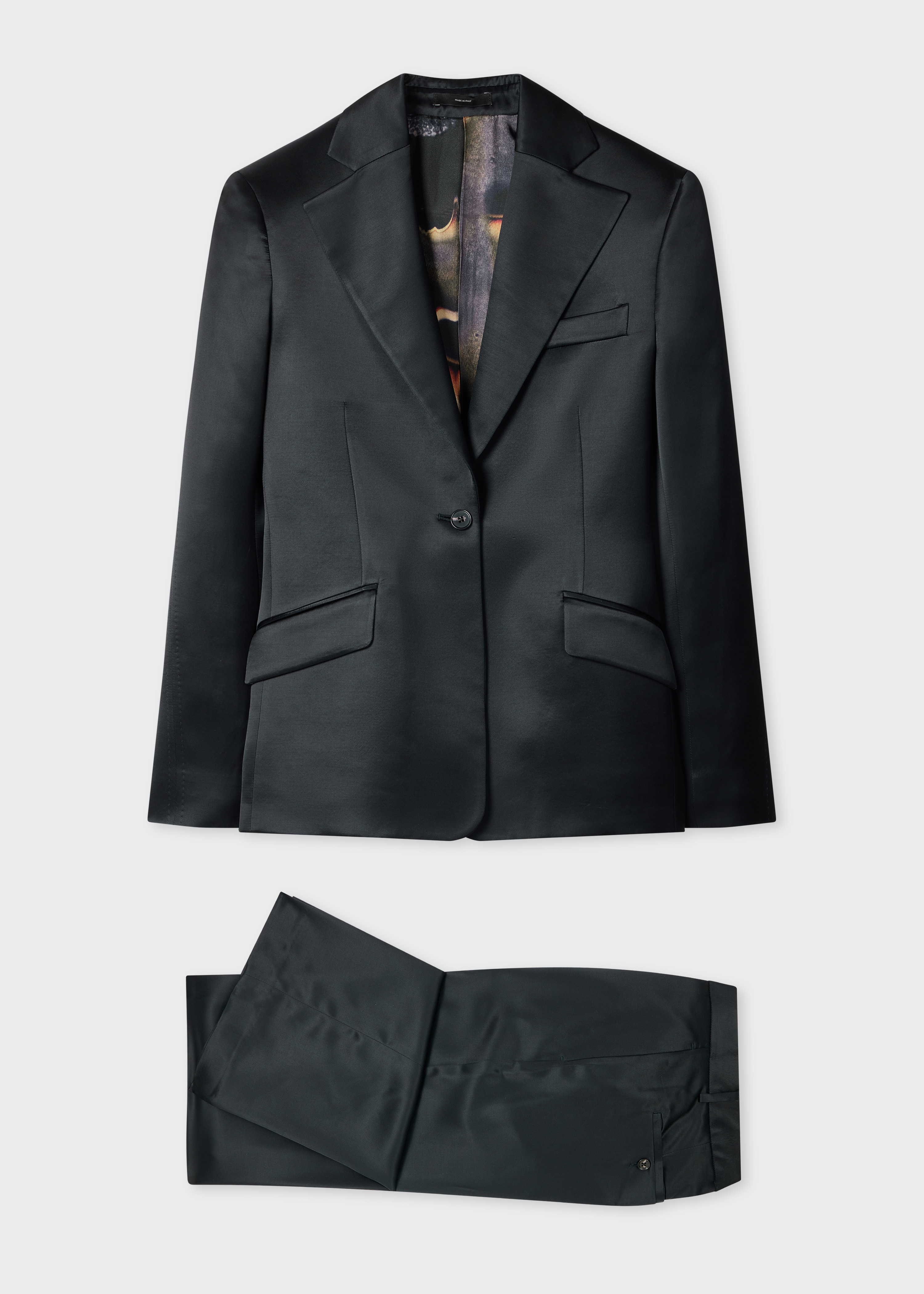 Women's Navy Satin Suit - 1