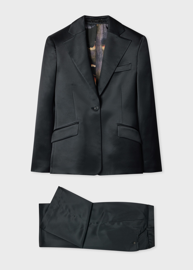 Women's Navy Satin Suit 1