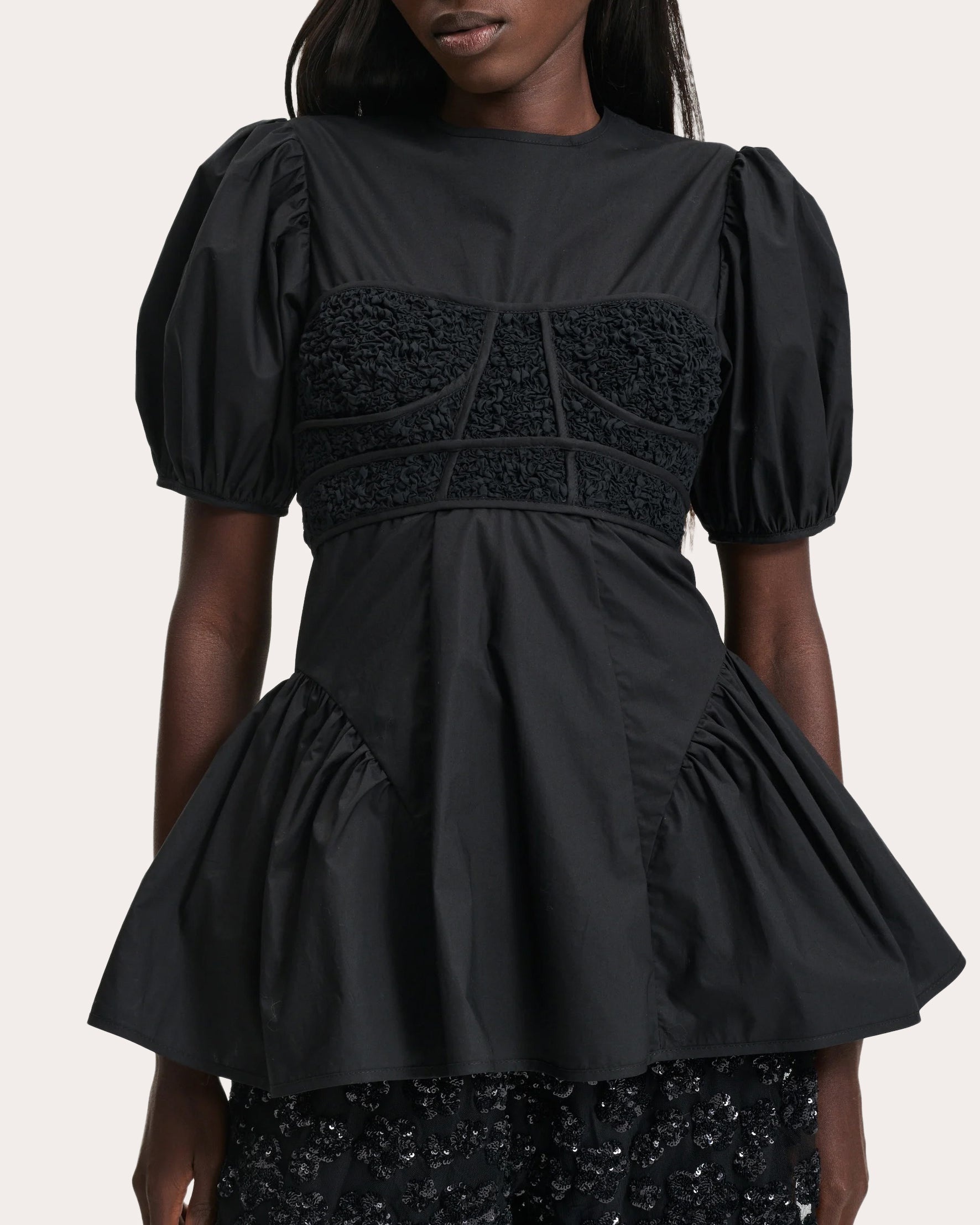 Conner Cotton Bustier Puff-Sleeve Top - 3