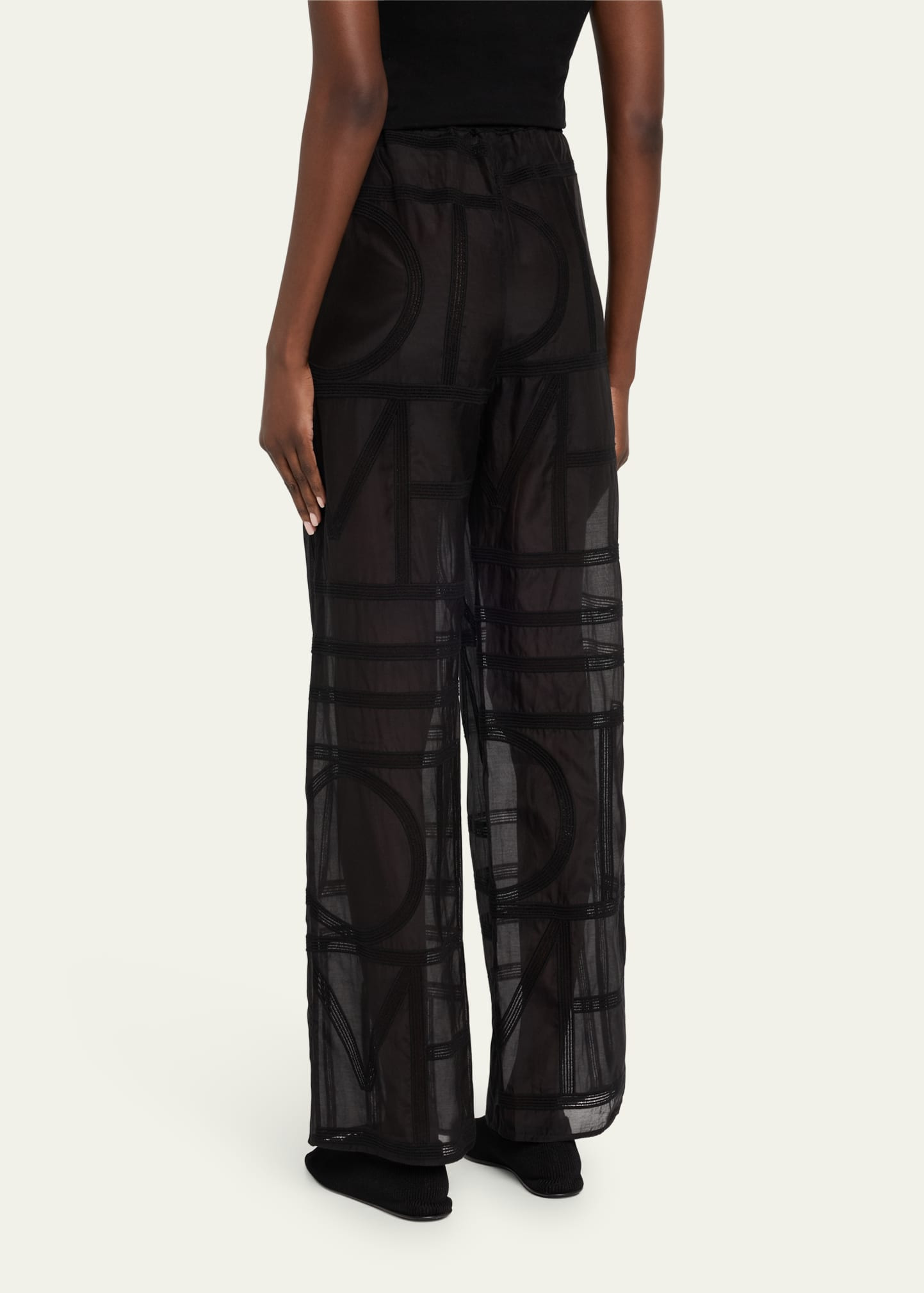 Monogram Crochet Straight-Leg Pajama Pants - 2