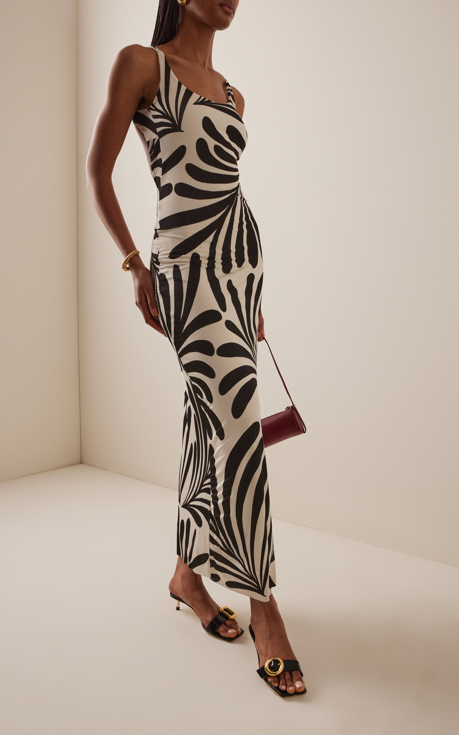 Solange Open Back Jersey Maxi Dress black/white - 2