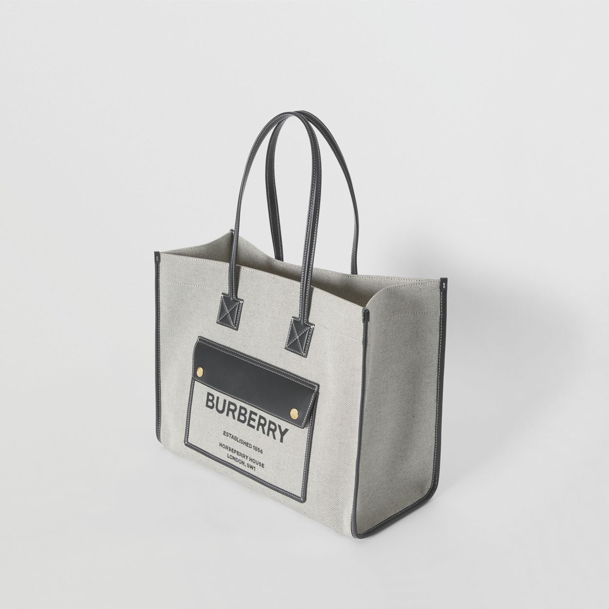 Medium Two-tone Canvas and Leather Freya Tote - 4