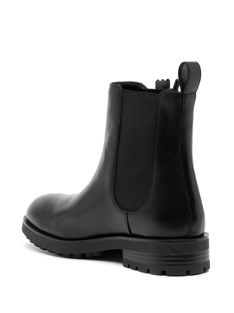 logo-print leather ankle boots - 3