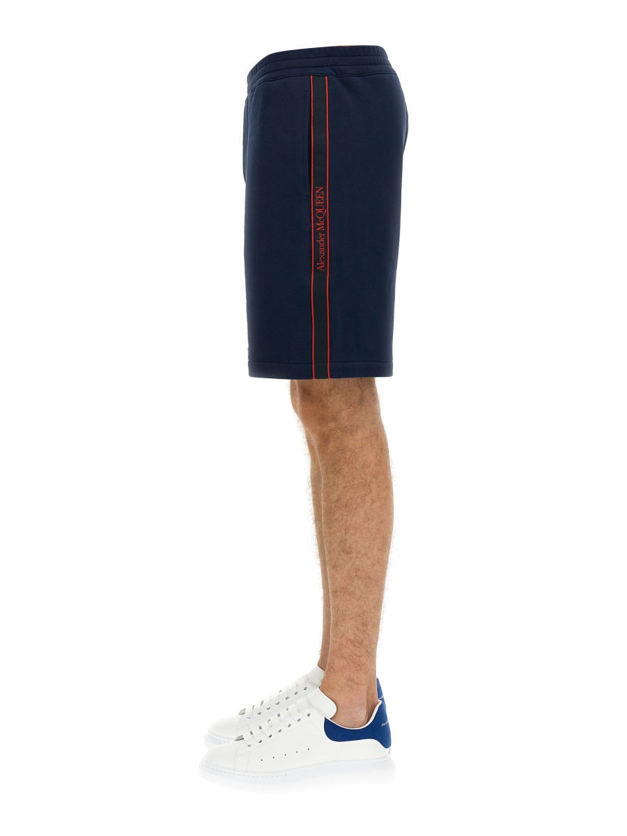 Alexander Mcqueen Men Bermuda Shorts With Selvedge Logo Band - 3
