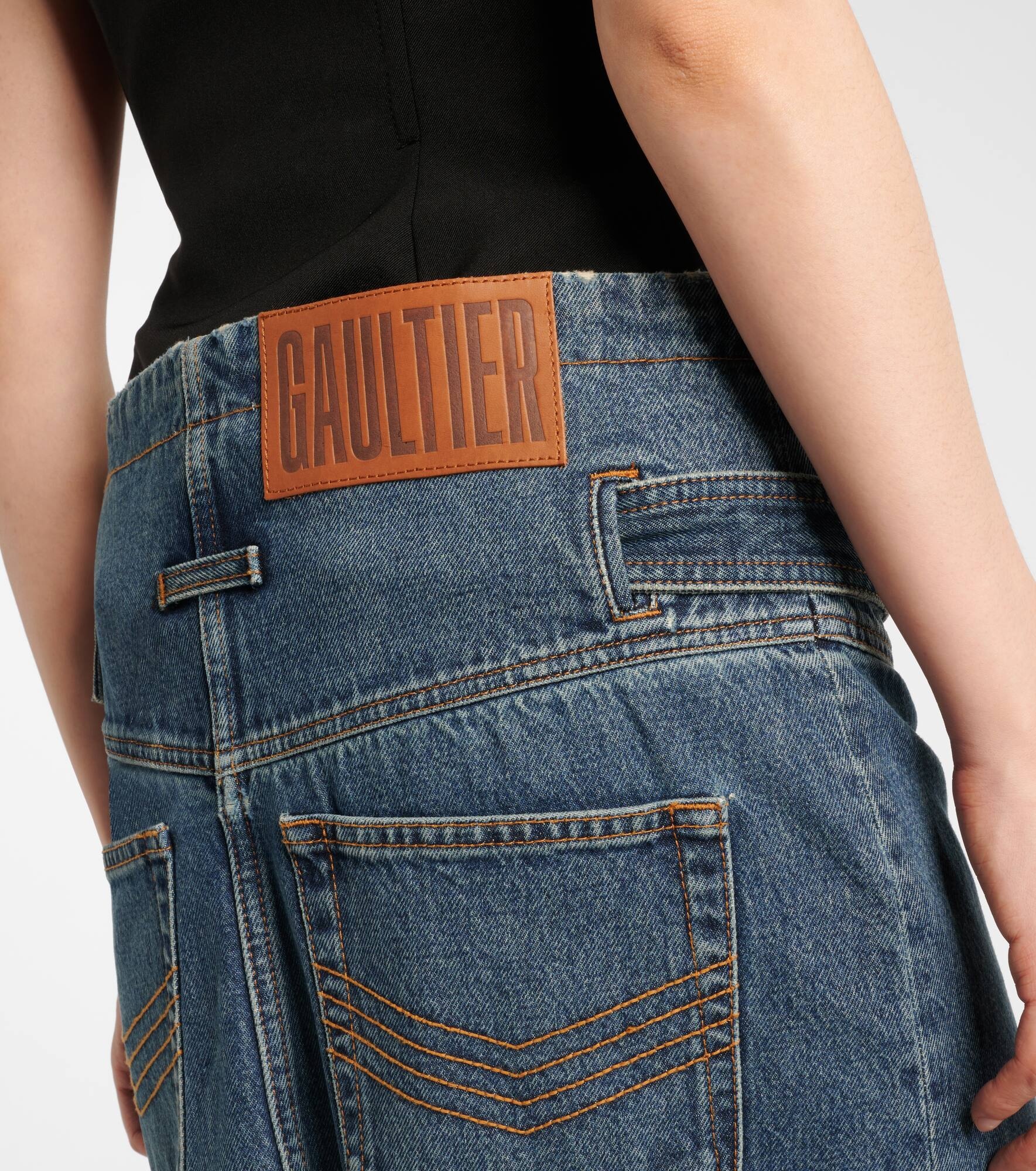 Denim asymmetric midi skirt - 5
