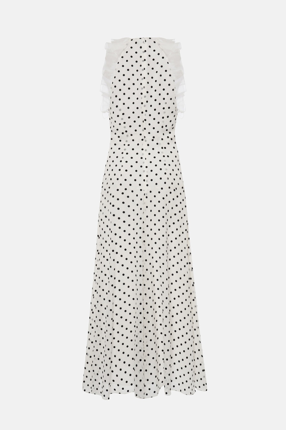 FLOCKED POLKA DOT SILK GEORGETTE SLEEVELESS DRESS - 2