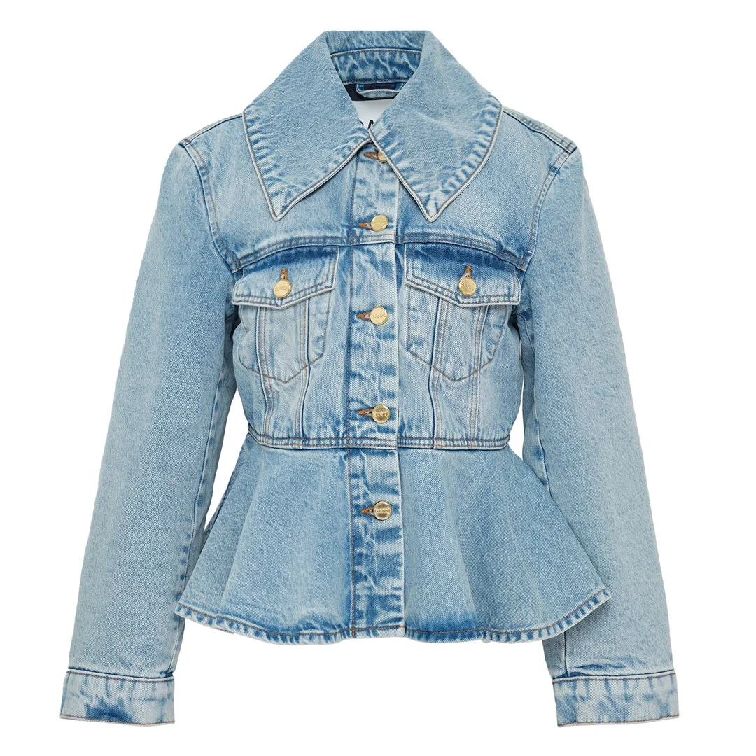 Rigid Denim Padded Peplum Jacket - 1