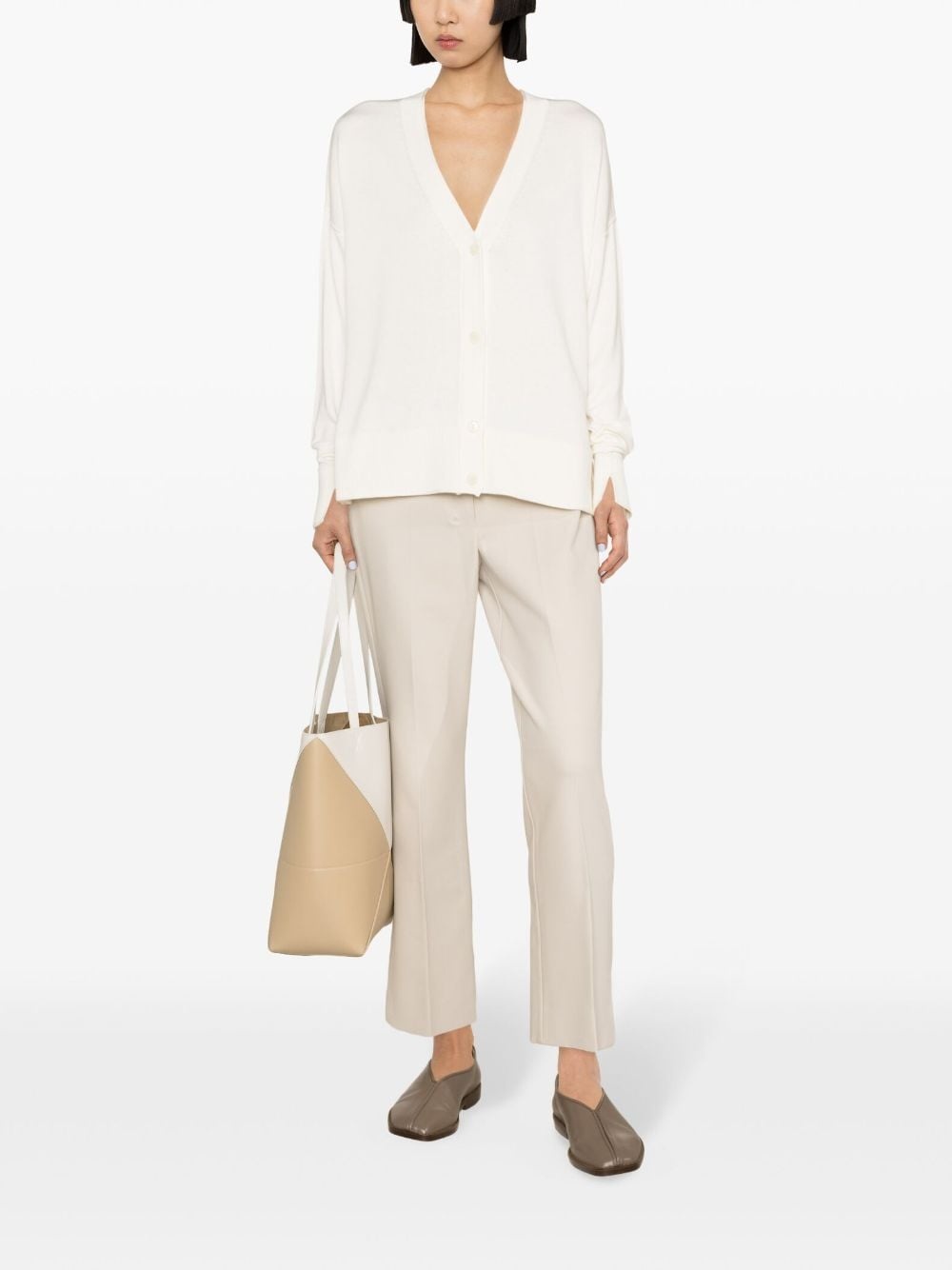 V-neck ribbed-knit cardigan - 2