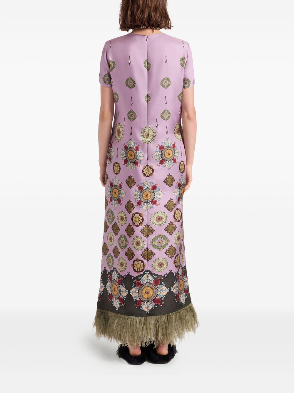 Swing feather-trimmed maxi dress - 4